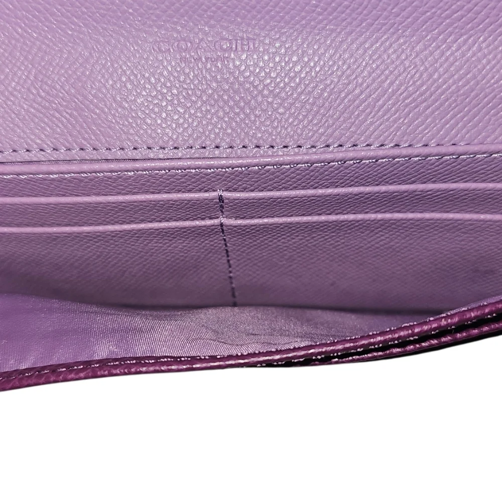 COACH Python Embossed Leather Continental Long Wallet Plum Purple Exotic Flap - Picture 6 of 14